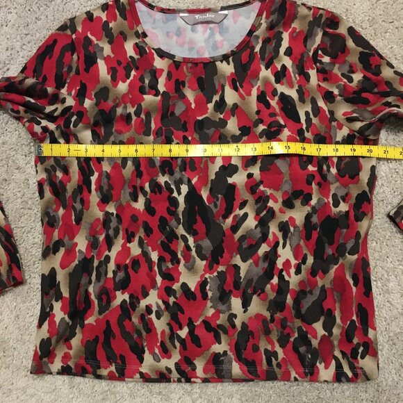 Red Camo Animal Spot Print Knit Pullover Sweater - Picture 11 of 14